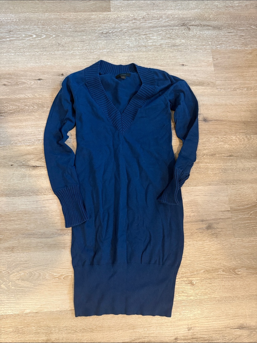 Express Navy V-Neck Sweater Dress